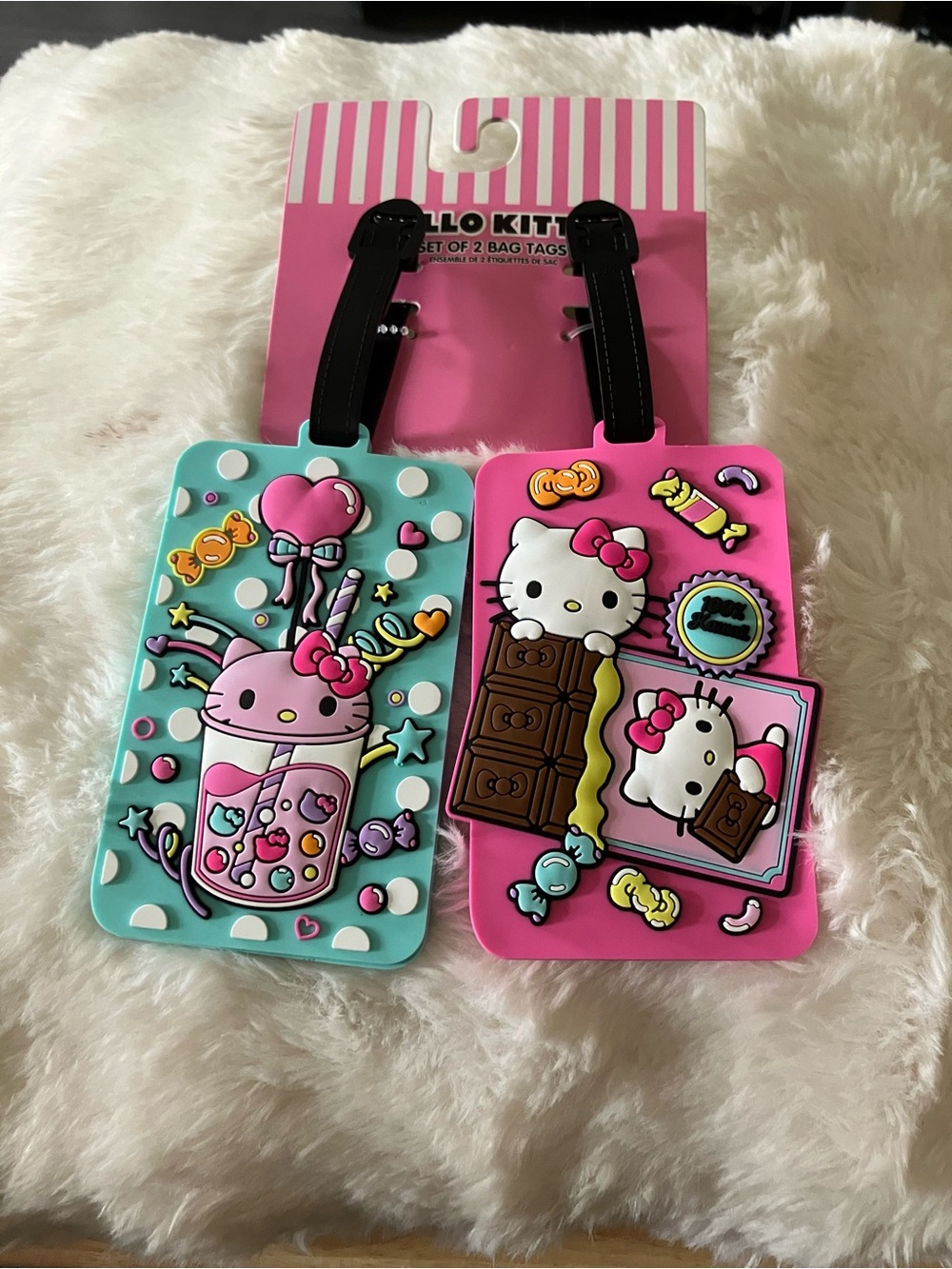 Hello Kitty Candy Luggage Tags - Pink & Teal